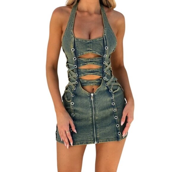 Outcast Dresses & Skirts - Outcast Dreamer Mini Dress in Vintage Wash Denim
